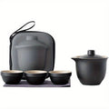 Portable Travel Tea Set with 1 Pot, 3 Cups & Storage Bag
