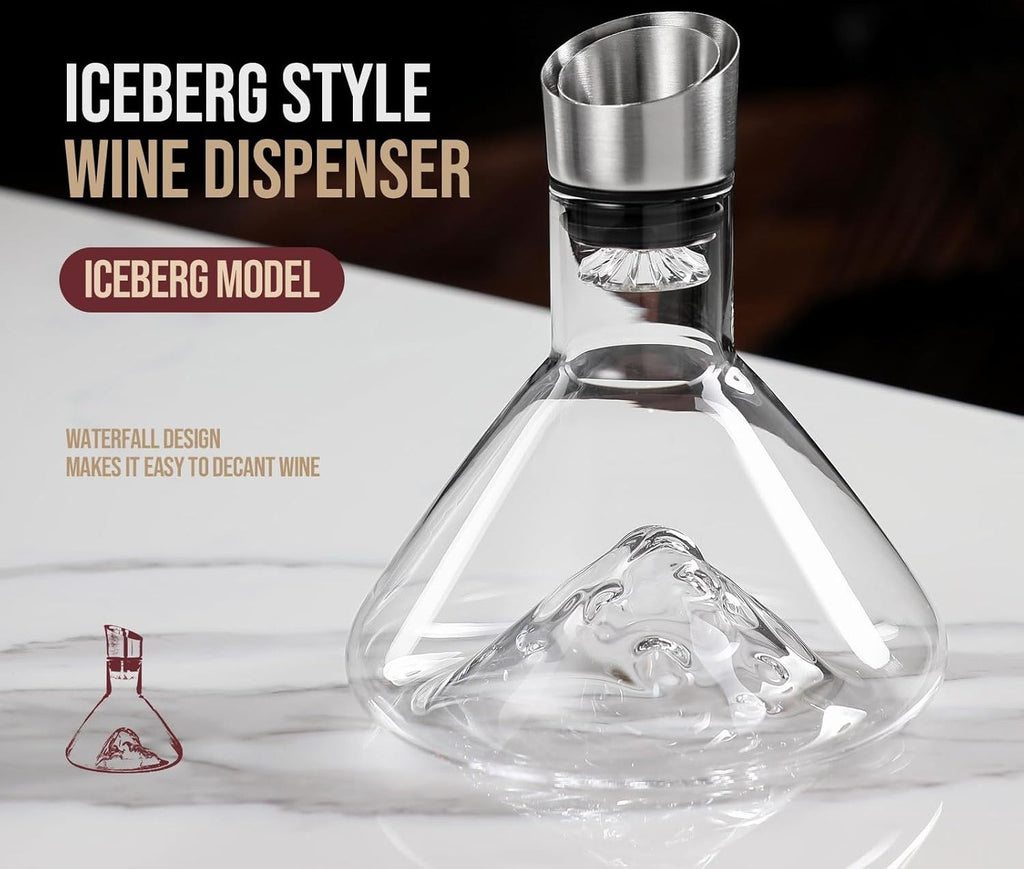 Iceberg Wine Decanter with Aerator Filter and Lid