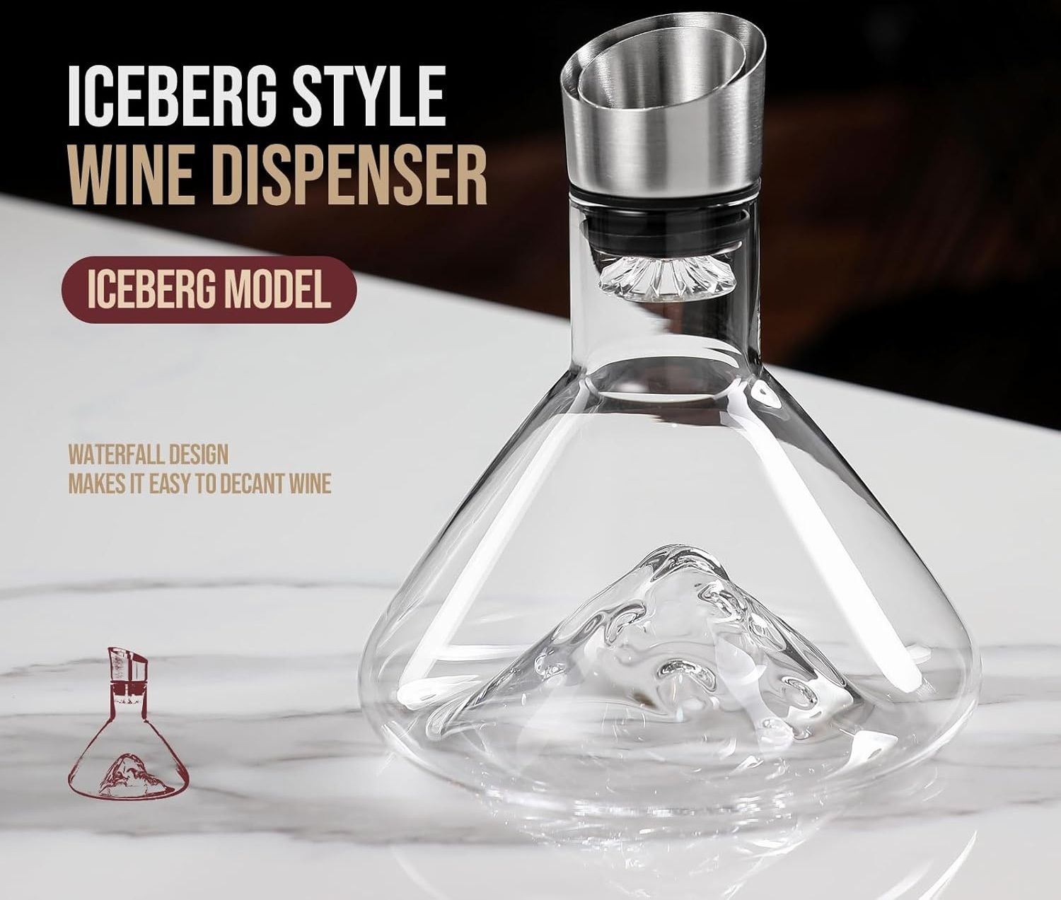 Iceberg Wine Decanter with Aerator Filter and Lid