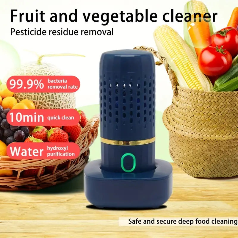 NNETM Fruit and Vegetable Purifier - OH-Ion Capsule: Fast, Portable, and Wireless- Blue