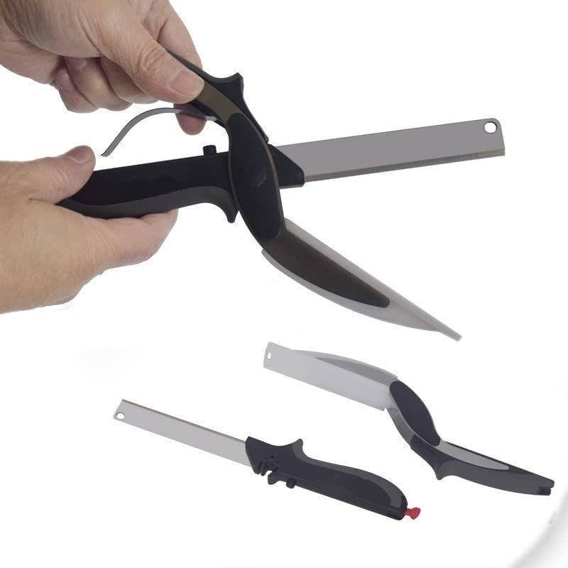 Food Cutter Salad Scissors, Quick Vegetable Slicer with Cutting Board, Multi Functional and Detachable Food Cutter Choppers