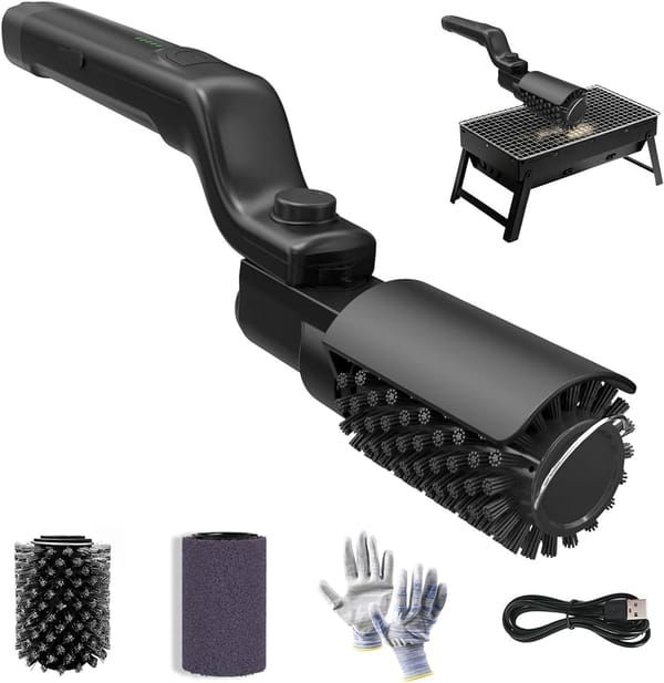 Rechargeable Electric BBQ Grill Cleaner Brush, 3 Speed Adjustable Grill Scraper with 180° Rotatable Stainless Steel Head, BBQ Cleaning Tool for Grill Grates