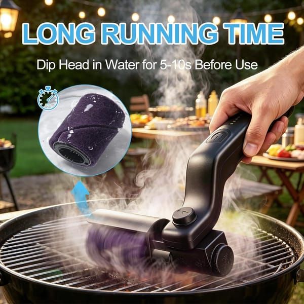 Rechargeable Electric BBQ Grill Cleaner Brush, 3 Speed Adjustable Grill Scraper with 180° Rotatable Stainless Steel Head, BBQ Cleaning Tool for Grill Grates
