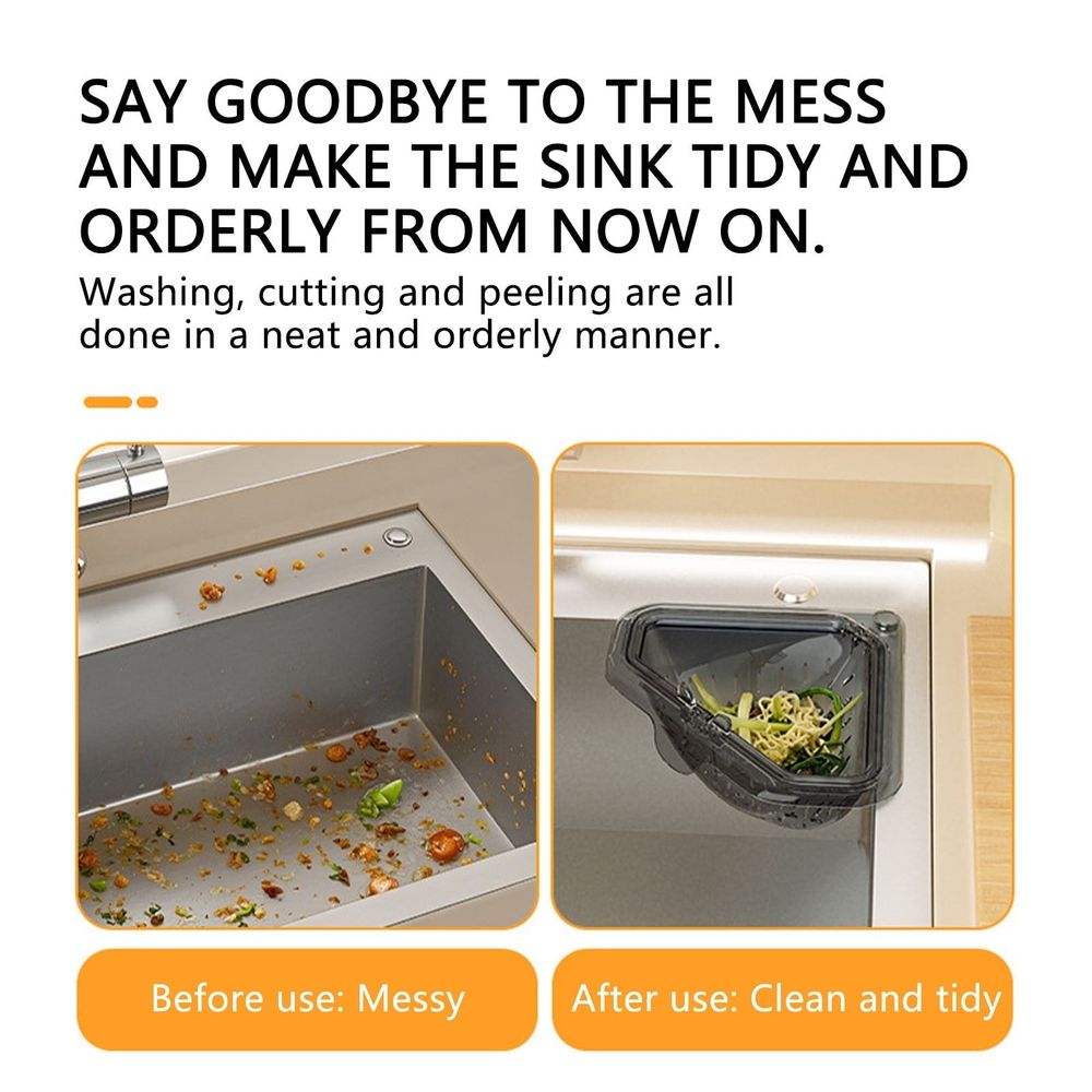 Triangular Magnetic Kitchen Sink Caddy,Magnetic Drain Basket for Kitchen Corner Installation,Filter Net For Food Scraps And Leftovers Collection