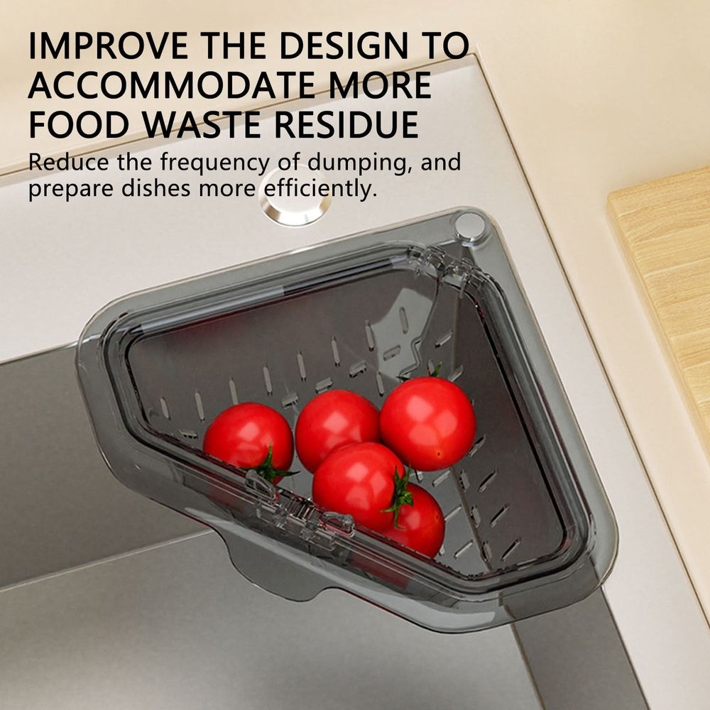 Triangular Magnetic Kitchen Sink Caddy,Magnetic Drain Basket for Kitchen Corner Installation,Filter Net For Food Scraps And Leftovers Collection
