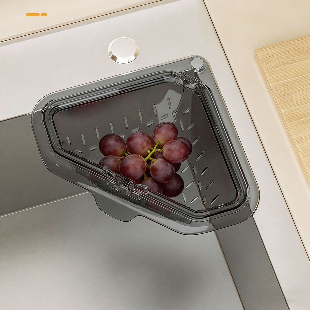Triangular Magnetic Kitchen Sink Caddy,Magnetic Drain Basket for Kitchen Corner Installation,Filter Net For Food Scraps And Leftovers Collection