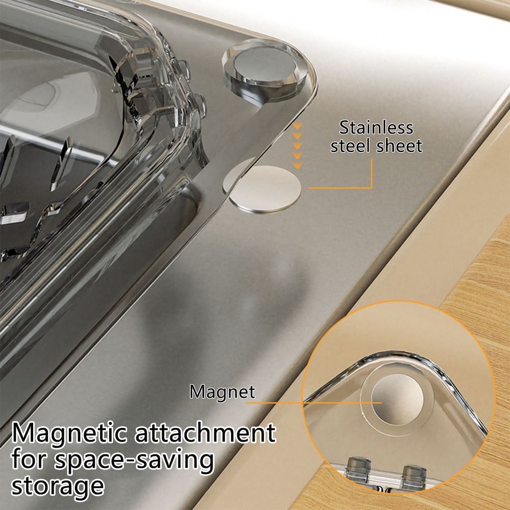 Triangular Magnetic Kitchen Sink Caddy,Magnetic Drain Basket for Kitchen Corner Installation,Filter Net For Food Scraps And Leftovers Collection