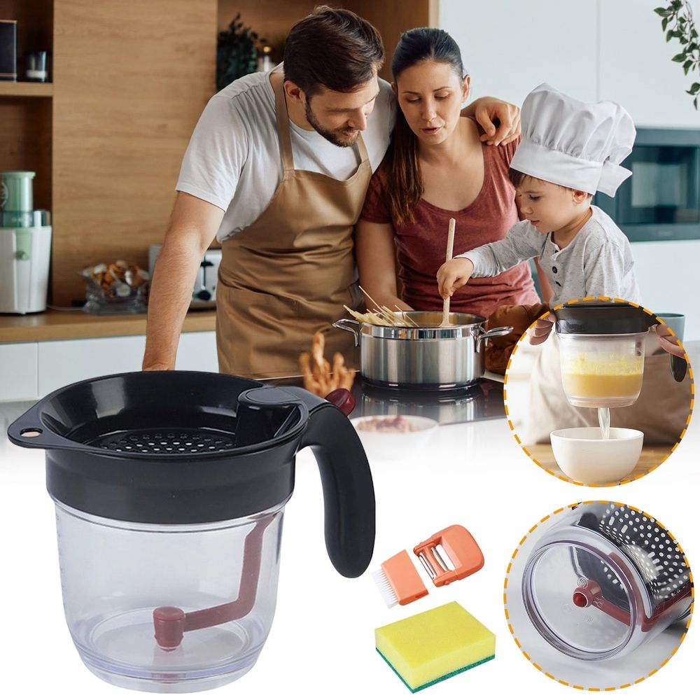 Fat Separator With Bottom Release, 2026 New Oil Strainer Gravy Separator, 4 Cups or 1000ml Fat Strainer Measuring Cup Soup Oil Separator Skimmer for Gravy Sauces and Other Liquids