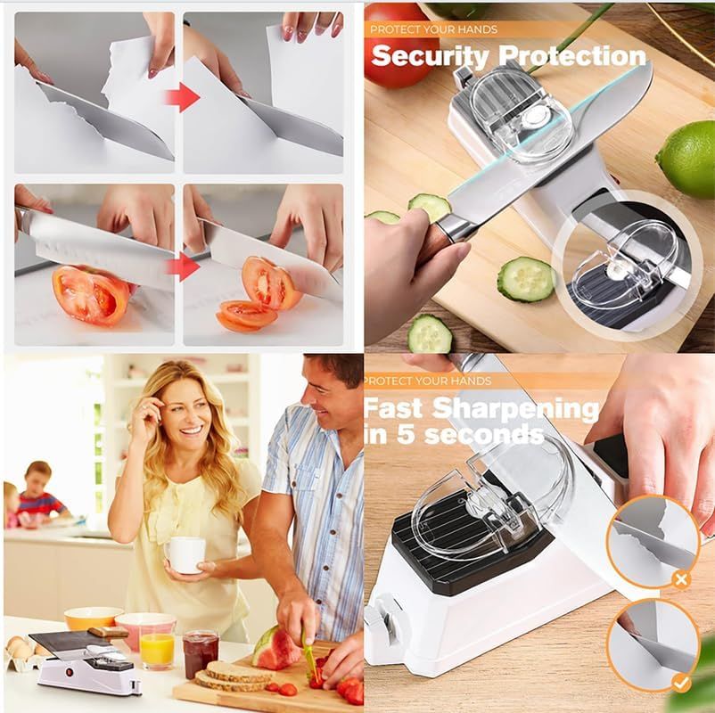 Electric Knife Sharpener, USB Interface Knife Sharpener, Adjustable Electric Knife Sharpeners with Protective Cover Home Kitchen