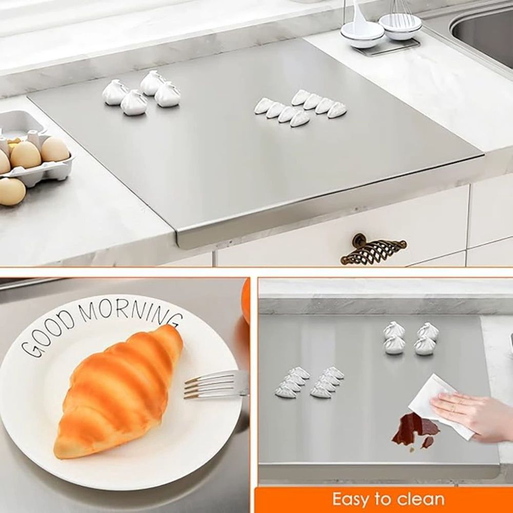 Stainless Steel Cutting Board, Food-grade over sink chopping board, scratch resistant easy clean multifunctional kitchen countertop protector,Silver