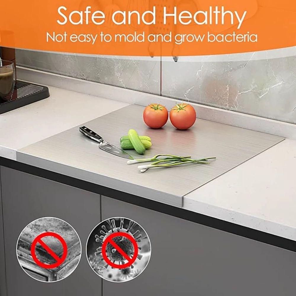 Stainless Steel Cutting Board, Food-grade over sink chopping board, scratch resistant easy clean multifunctional kitchen countertop protector,Silver