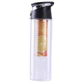 Fruit Infuser Water Bottle, 27 oz Leakproof BPA Free Sports Bottle with Flip Top Lid & Time Marker, Reusable Detox Infuser for Gym, Fitness, Travel & Everyday Hydration(Black）
