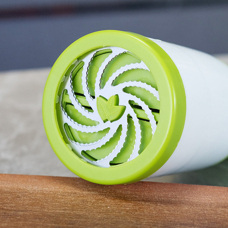 2 Pcs Green and White Manual Rotary Herb Grinder & Spice Mill - Effortless Mincing with Stainless Steel Blades for Fresh Herbs, Garlic & Spices